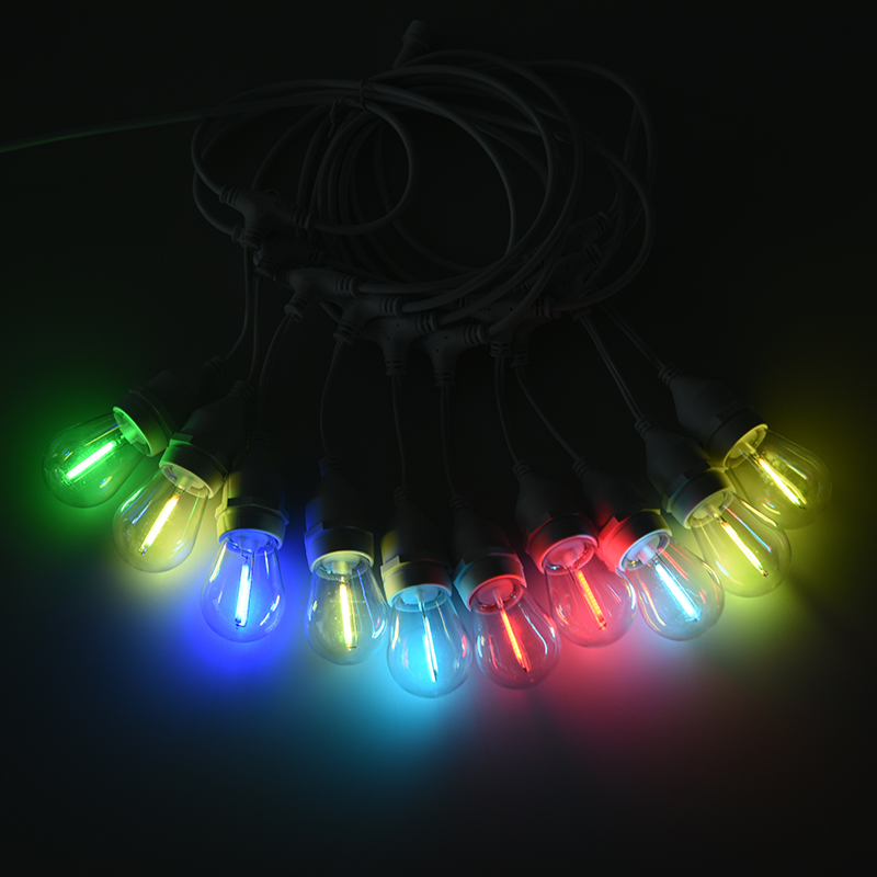 S14 sârmă suspendată E27 spirală abajur transparent culoare șir de lumină