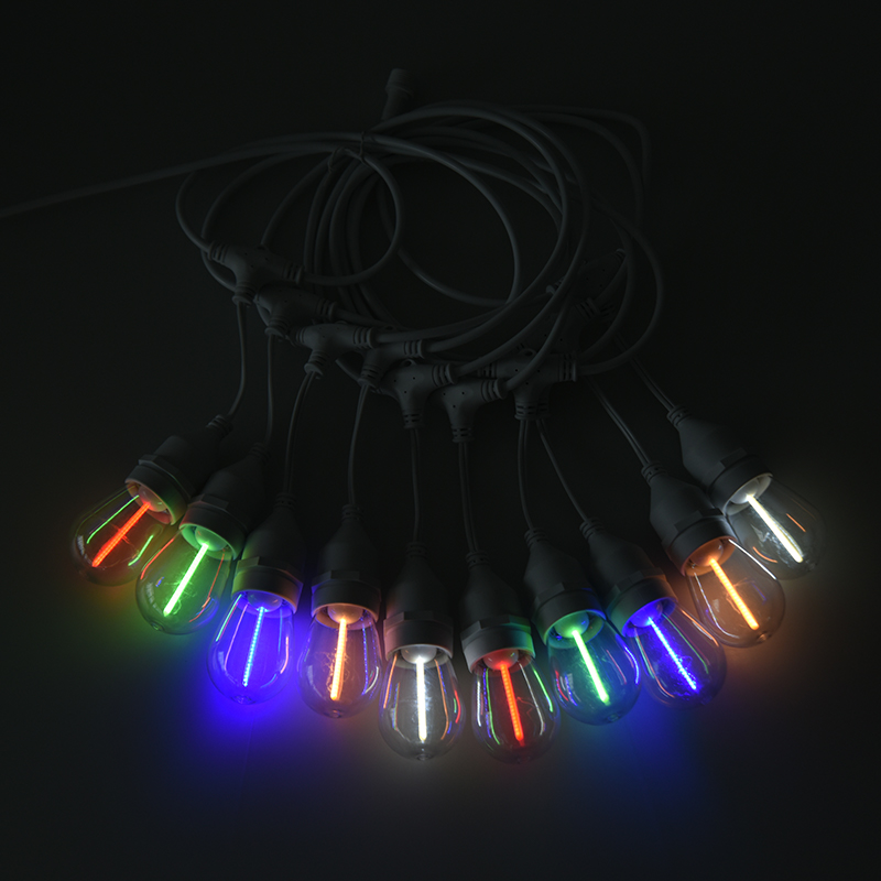 S14 String suspendat E27 Spiral RGBY Meteor Light String