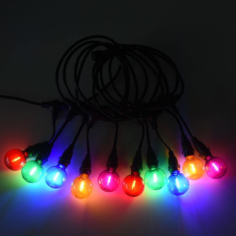 Bec rotund G40 E12 cu soclu cu șurub tip pandantiv colorat șir de lumină