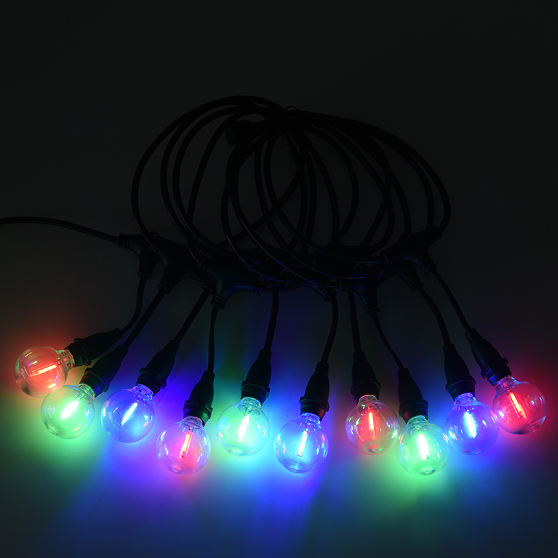 Bec transparent G40 E12 gura spirala colorata sir de lumina suspendata